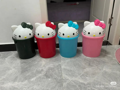 Novo Sanrio Hello Kitty Dustbin Lixeira Lixeira Lixeira Lixeira Sanrio Kawaii Lixeira Papel Cesta Sala Quarto