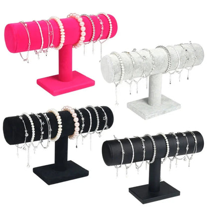 New Single Tier Velvet Bracelet Chain Watch T-Bar Rack Jewelry Hard Display  Holder  Organizer High Quality Display Stand Leedoar