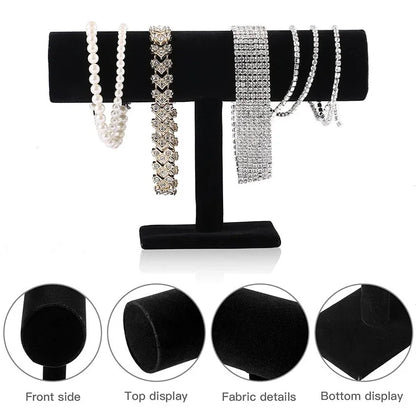 New Single Tier Velvet Bracelet Chain Watch T-Bar Rack Jewelry Hard Display  Holder  Organizer High Quality Display Stand Leedoar