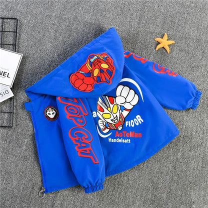 New Spring Autumn Red Blue SpiderMan Thin style Children costume boys Coats Jacket girls Hooded Coat Kids Outwear boy Clothing Leedoar