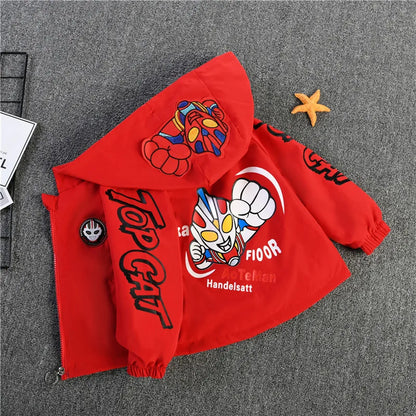 New Spring Autumn Red Blue SpiderMan Thin style Children costume boys Coats Jacket girls Hooded Coat Kids Outwear boy Clothing Leedoar