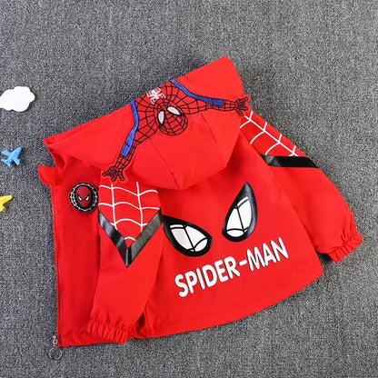 New Spring Autumn Red Blue SpiderMan Thin style Children costume boys Coats Jacket girls Hooded Coat Kids Outwear boy Clothing Leedoar