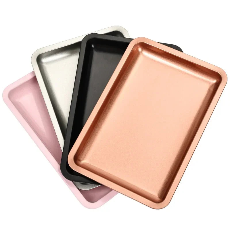 New Stainless Steel Cosmetic Storage Tray Nail Art Equipment Plate Doctor Surgical Dental Tray False Nails Dish Tools Leedoar