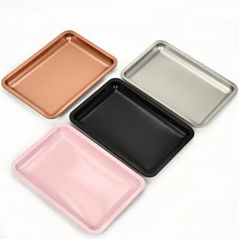 New Stainless Steel Cosmetic Storage Tray Nail Art Equipment Plate Doctor Surgical Dental Tray False Nails Dish Tools Leedoar