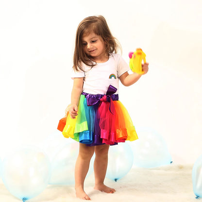 New Tutu Skirt Baby Girl Skirts 9M-8T Princess Mini Pettiskirt Party Dance Rainbow Tulle Skirts Girls Clothes Children Clothing Leedoar