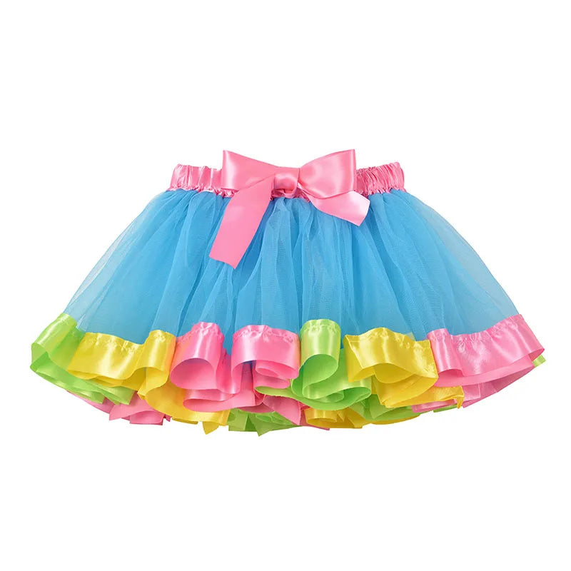 New Tutu Skirt Baby Girl Skirts 9M-8T Princess Mini Pettiskirt Party Dance Rainbow Tulle Skirts Girls Clothes Children Clothing Leedoar