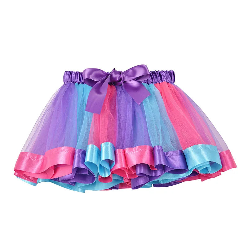 New Tutu Skirt Baby Girl Skirts 9M-8T Princess Mini Pettiskirt Party Dance Rainbow Tulle Skirts Girls Clothes Children Clothing Leedoar