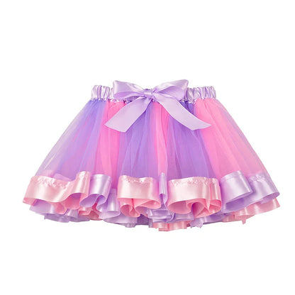 New Tutu Skirt Baby Girl Skirts 9M-8T Princess Mini Pettiskirt Party Dance Rainbow Tulle Skirts Girls Clothes Children Clothing Leedoar