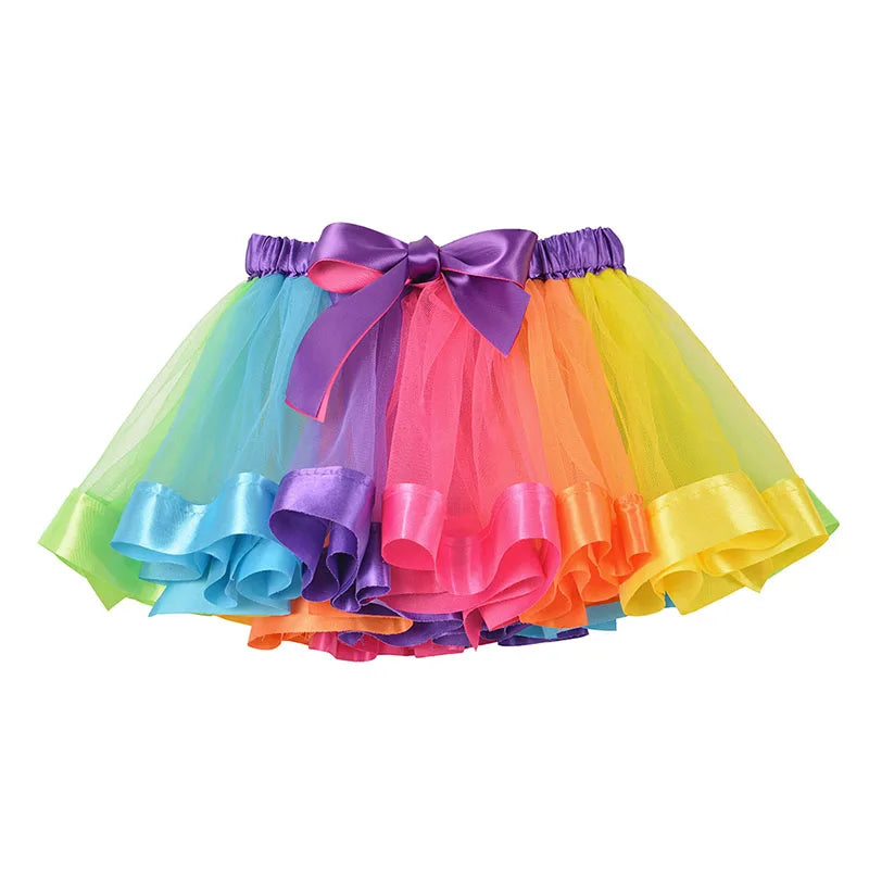 New Tutu Skirt Baby Girl Skirts 9M-8T Princess Mini Pettiskirt Party Dance Rainbow Tulle Skirts Girls Clothes Children Clothing Leedoar