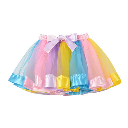 New Tutu Skirt Baby Girl Skirts 9M-8T Princess Mini Pettiskirt Party Dance Rainbow Tulle Skirts Girls Clothes Children Clothing Leedoar