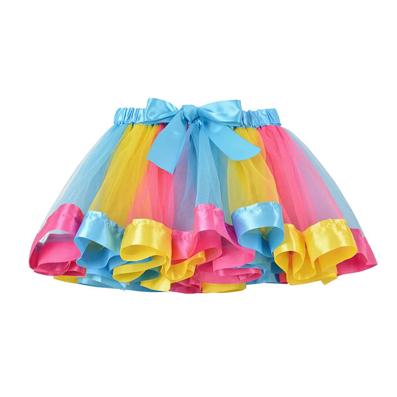 New Tutu Skirt Baby Girl Skirts 9M-8T Princess Mini Pettiskirt Party Dance Rainbow Tulle Skirts Girls Clothes Children Clothing Leedoar