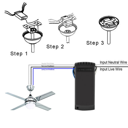 New Universal Ceiling Fan Lamp Remote Control Kit AC 110-240V Timing Control Switch Adjusted Wind Speed Transmitter Receiver Leedoar