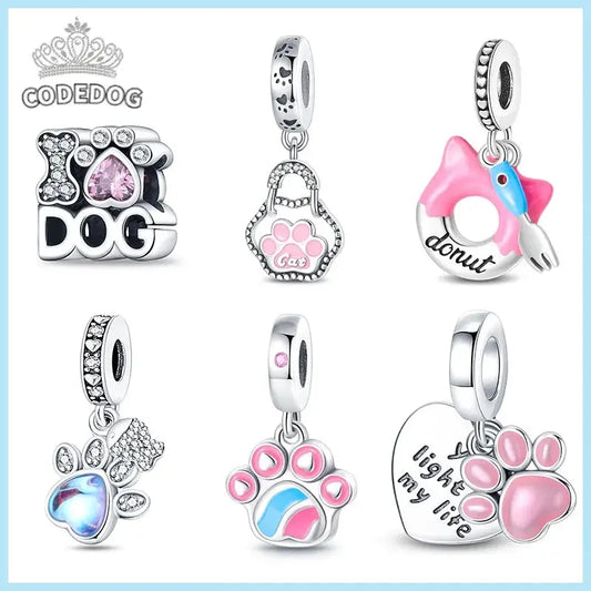 Novidades em Prata Fofa Série Pet Miçangas Ajuste Pandora Cobra Osso Pulseira DIY Miçangas Mulheres Jóias Presente de Aniversário Novidades Quentes 