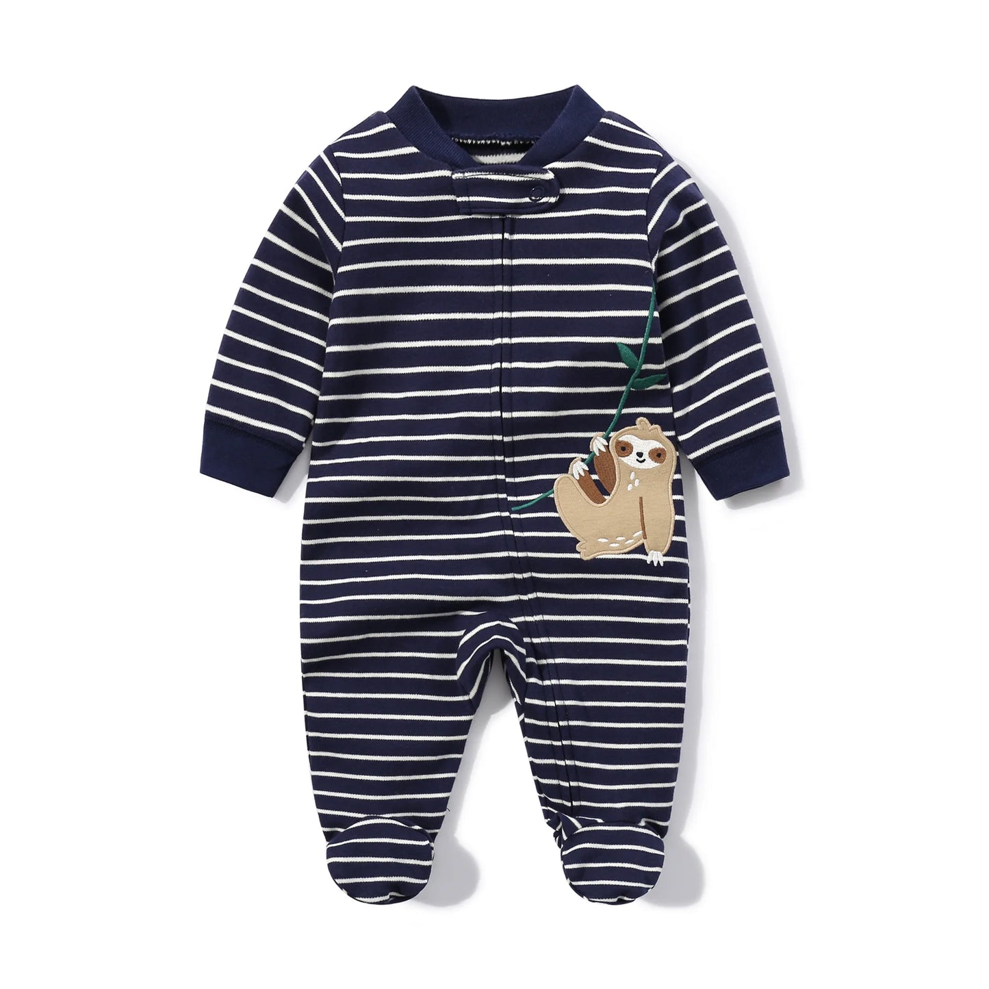 Newborn Baby Boys Girls Clothes Soft Cotton Baby Rompers Footed Infant Jumpsuit Striped Newborn Ropa Bebe Clothing Costume Leedoar