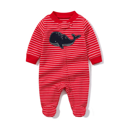 Newborn Baby Boys Girls Clothes Soft Cotton Baby Rompers Footed Infant Jumpsuit Striped Newborn Ropa Bebe Clothing Costume Leedoar