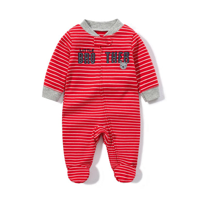 Newborn Baby Boys Girls Clothes Soft Cotton Baby Rompers Footed Infant Jumpsuit Striped Newborn Ropa Bebe Clothing Costume Leedoar