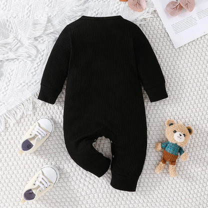 Newborn Baby Clothes 0 to 18 Months Cartoon Bear Tiny Button Onesies For Baby Boy Long Sleeve Infant Romper Toddler Jumpsuit Leedoar