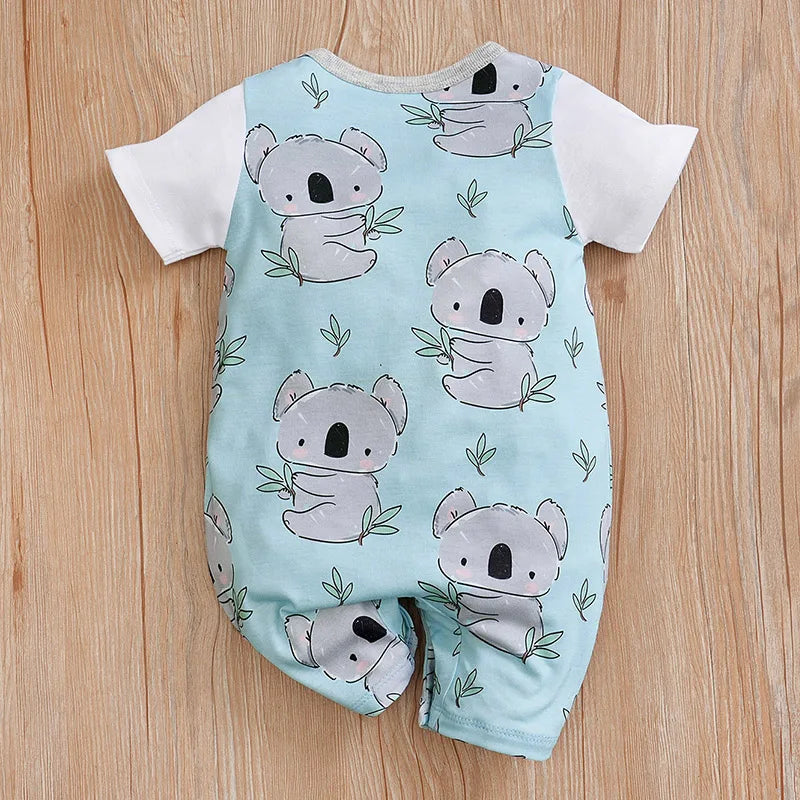 Newborn Baby Clothes Girl Boy koala print Jumpsuit Summer Short Sleeve Romper 0-18 Month Infant Toddler Pajamas One Piece Outfit Leedoar