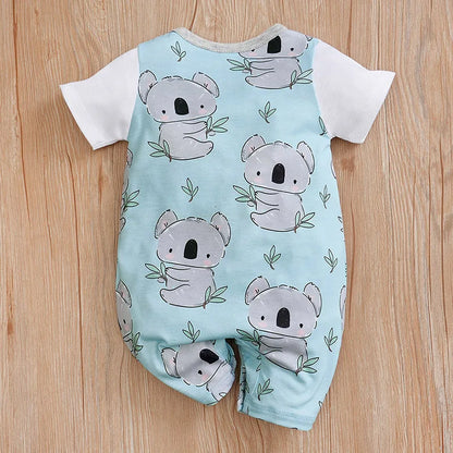 Newborn Baby Clothes Girl Boy koala print Jumpsuit Summer Short Sleeve Romper 0-18 Month Infant Toddler Pajamas One Piece Outfit Leedoar