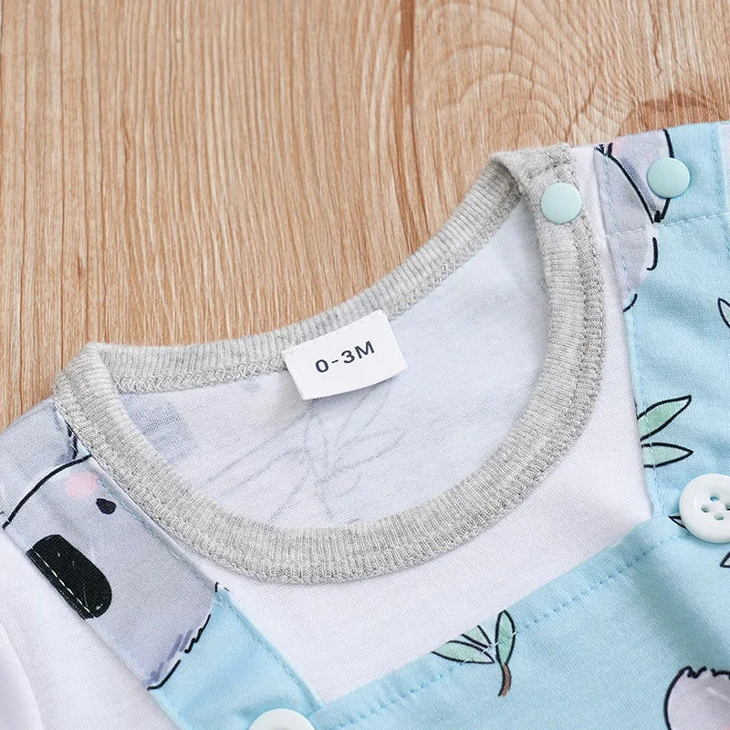 Newborn Baby Clothes Girl Boy koala print Jumpsuit Summer Short Sleeve Romper 0-18 Month Infant Toddler Pajamas One Piece Outfit Leedoar