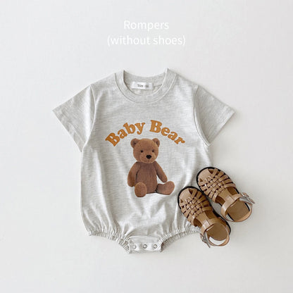 Newborn Baby Girl Cute Animal Short Sleeves Jumpsuit Thin Comfortable Cotton Bodysuit One Piece Boy Summer Outfits Clothing Leedoar