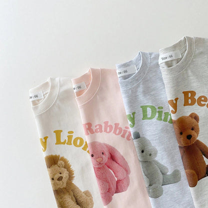 Newborn Baby Girl Cute Animal Short Sleeves Jumpsuit Thin Comfortable Cotton Bodysuit One Piece Boy Summer Outfits Clothing Leedoar