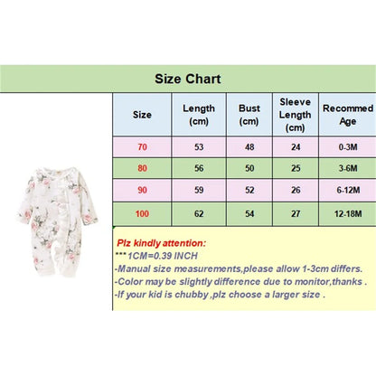 Newborn Baby Girl Romper Long Sleeve Spring and Autumn Jumpsuit Princess Little Girl Floral Bodysuit for Infant 0-18 Months Leedoar