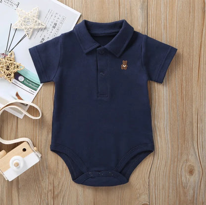 Newborn Baby Romper 0-12 Months 2023 Summer Solid 5 Colors Polo Infant Baby jumpsuit new born Bebies Roupas Kids Leedoar