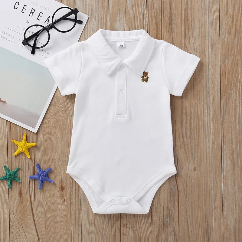 Newborn Baby Romper 0-12 Months 2023 Summer Solid 5 Colors Polo Infant Baby jumpsuit new born Bebies Roupas Kids Leedoar
