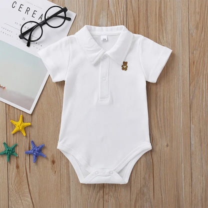Newborn Baby Romper 0-12 Months 2023 Summer Solid 5 Colors Polo Infant Baby jumpsuit new born Bebies Roupas Kids Leedoar