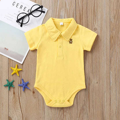 Newborn Baby Romper 0-12 Months 2023 Summer Solid 5 Colors Polo Infant Baby jumpsuit new born Bebies Roupas Kids Leedoar