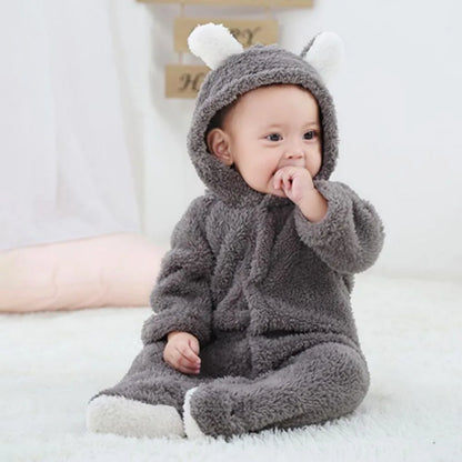 Newborn Baby Rompers Winter Warm Fleece Bebe Boys Girl Costume Infant Girls Clothing Animal Overall Baby Jumpsuits Xmas Outfit Leedoar