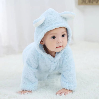 Newborn Baby Rompers Winter Warm Fleece Bebe Boys Girl Costume Infant Girls Clothing Animal Overall Baby Jumpsuits Xmas Outfit Leedoar