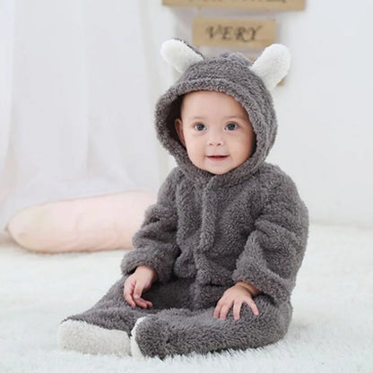 Newborn Baby Rompers Winter Warm Fleece Bebe Boys Girl Costume Infant Girls Clothing Animal Overall Baby Jumpsuits Xmas Outfit Leedoar