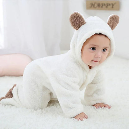 Newborn Baby Rompers Winter Warm Fleece Bebe Boys Girl Costume Infant Girls Clothing Animal Overall Baby Jumpsuits Xmas Outfit Leedoar