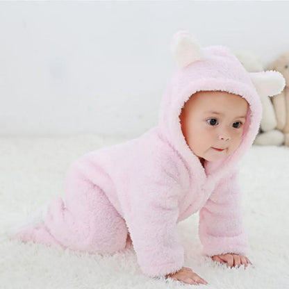 Newborn Baby Rompers Winter Warm Fleece Bebe Boys Girl Costume Infant Girls Clothing Animal Overall Baby Jumpsuits Xmas Outfit Leedoar