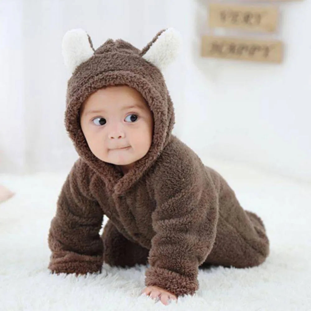 Newborn Baby Rompers Winter Warm Fleece Bebe Boys Girl Costume Infant Girls Clothing Animal Overall Baby Jumpsuits Xmas Outfit Leedoar