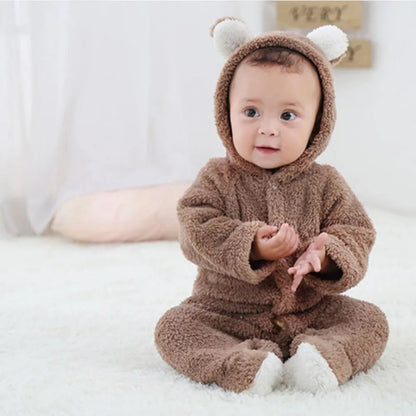 Newborn Baby Rompers Winter Warm Fleece Bebe Boys Girl Costume Infant Girls Clothing Animal Overall Baby Jumpsuits Xmas Outfit Leedoar