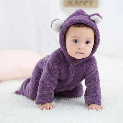 Newborn Baby Rompers Winter Warm Fleece Bebe Boys Girl Costume Infant Girls Clothing Animal Overall Baby Jumpsuits Xmas Outfit Leedoar