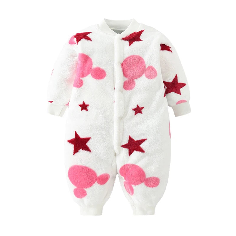 Newborn Baby Spring Winter Clothes Infant Jacket for Girls Jumpsuit for Boys Soft Flannel Bebe Romper Baby Clothes 0-18 Month Leedoar