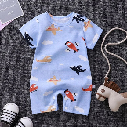 Newborn Bodysuit Baby Cotton Short Sleeve Rompers Clothes Summer Infant Girls Boys Overalls Kids Stripe One-Pieces 0-2 Years Leedoar