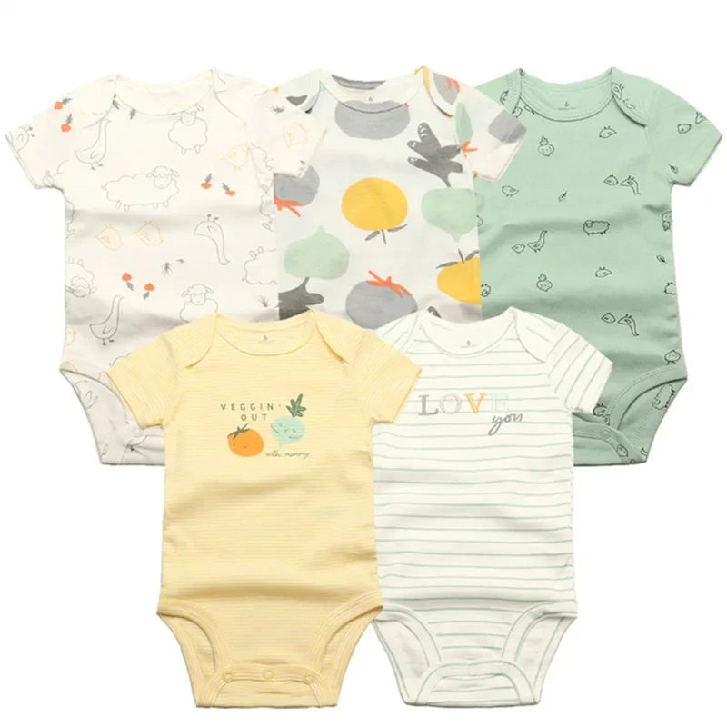 Newborn Boys Romper 2024 New Summer Cotton Baby Jumpsuit Infant Soft Baby 5 pieces Cartoon Baby Boy Clothes 0 to 24 Months Leedoar