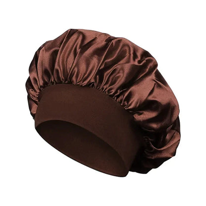 Newly Satin Night Hair Cap Women's Solid Sleeping Hat Sleep Care Bonnet Nightcap for Women Unisex Cap Leedoar