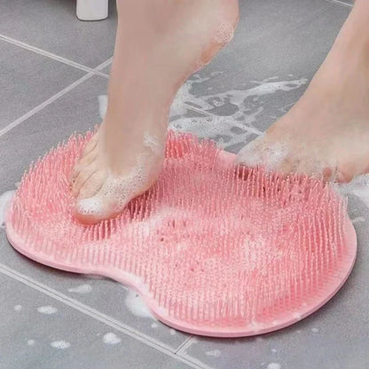 Alfombrilla de ducha antideslizante, almohadilla de masaje de silicona para pies, cepillo de masaje para baño, cepillo para frotar la espalda con ventosa, herramientas de limpieza 