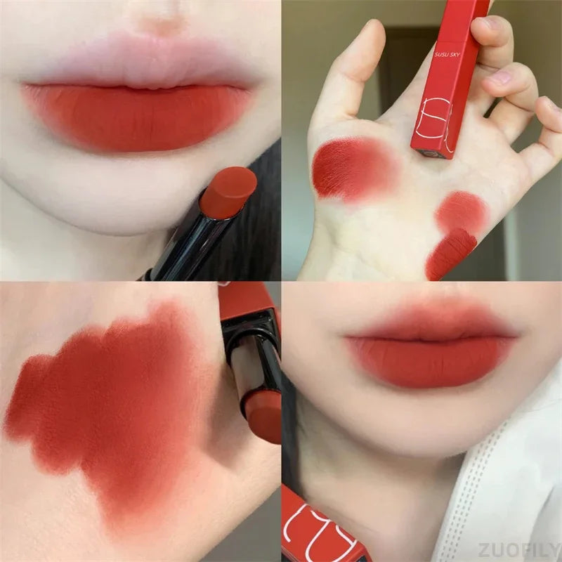 Lápiz labial antiadherente, maquillaje de labios mate, sedoso, fácil de colorear, sexy, para mujer, aterciopelado, de larga duración, resistente al agua, cosméticos para labios 