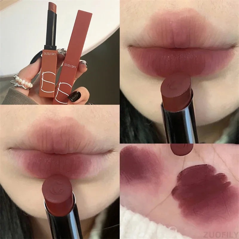 Máscara antiaderente Batom Matte Maquiagem labial Sedosa Fácil de colorir Sexy Mulher Veludo Lipgross Longa duração À prova d'água Cosméticos labiais 