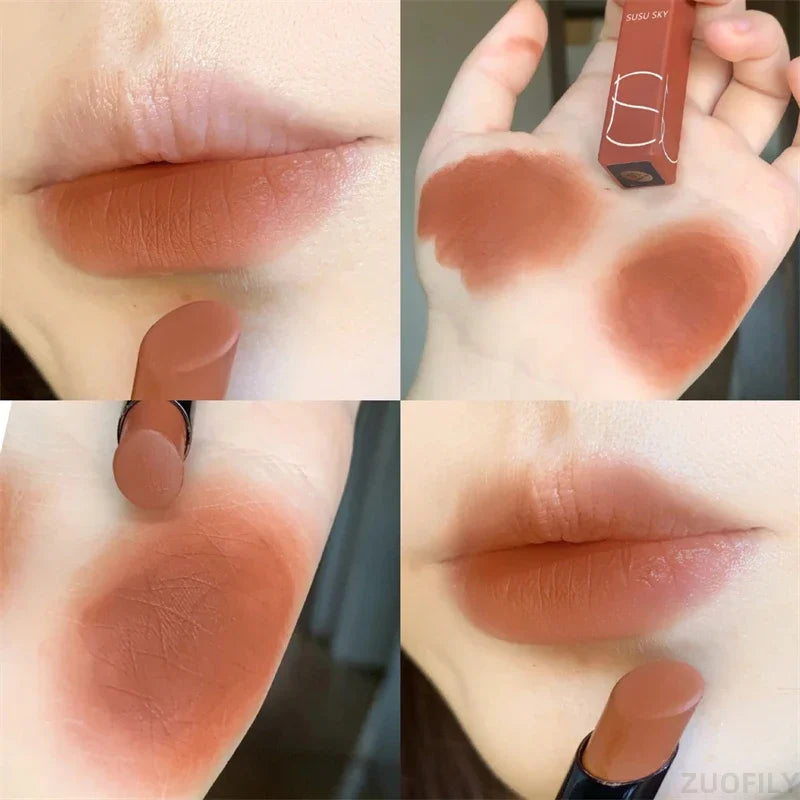 Lápiz labial antiadherente, maquillaje de labios mate, sedoso, fácil de colorear, sexy, para mujer, aterciopelado, de larga duración, resistente al agua, cosméticos para labios 