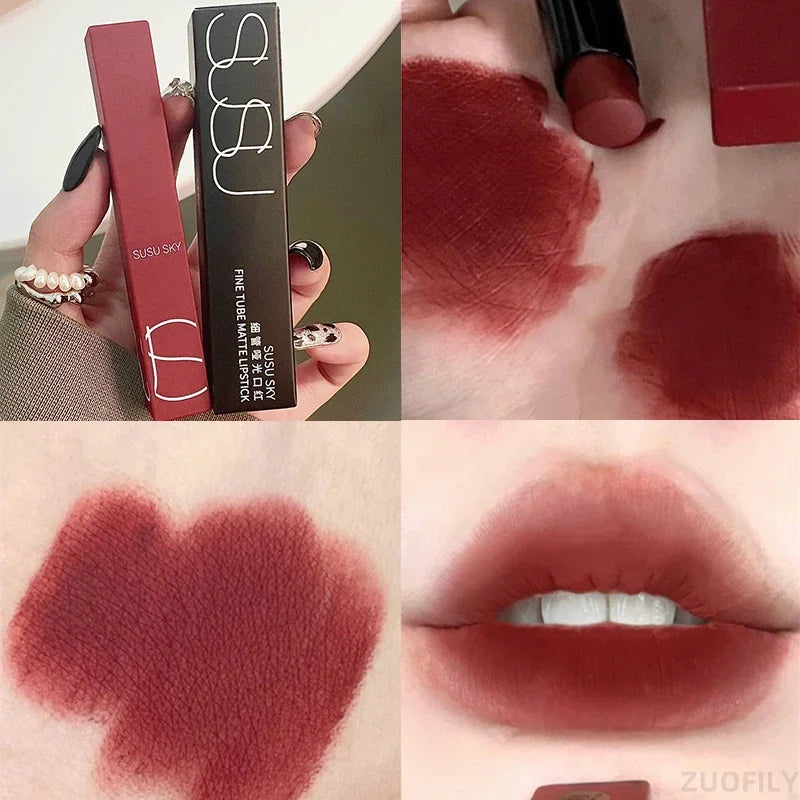 Lápiz labial antiadherente, maquillaje de labios mate, sedoso, fácil de colorear, sexy, para mujer, aterciopelado, de larga duración, resistente al agua, cosméticos para labios 