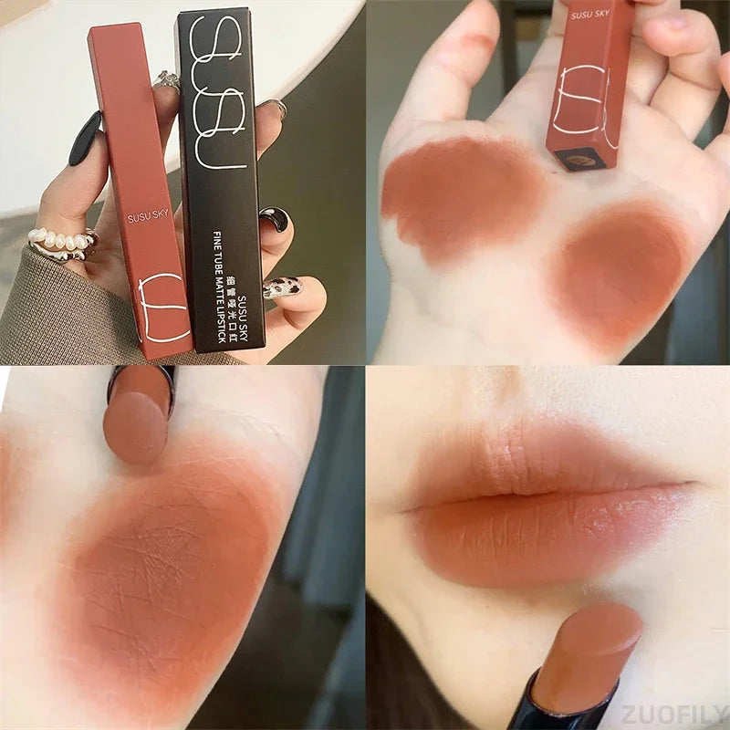 Máscara antiaderente Batom Matte Maquiagem labial Sedosa Fácil de colorir Sexy Mulher Veludo Lipgross Longa duração À prova d'água Cosméticos labiais 