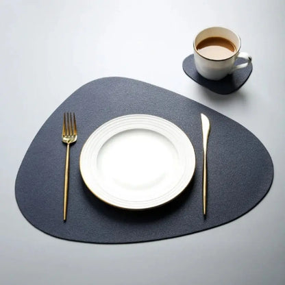 Nordic Style Tableware Pad Placemat Table Mat PU Leather Heat Insulation Non-Slip Simple Placemats Disc Coaster Placemat Leedoar